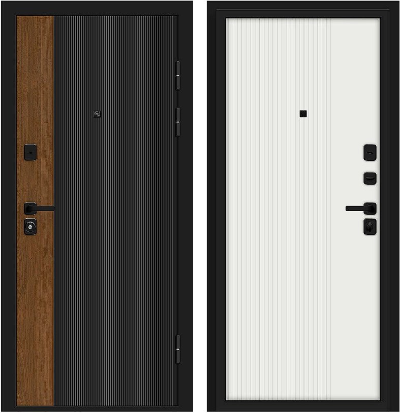 Фото Дверь Браво Optim Z-2 Вертикаль Муар черный-Грецкий Орех/Белый DIS007399